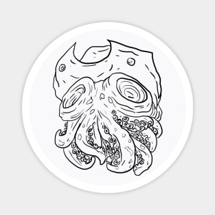 Scary Kraken Monster Horror Black Lineart Magnet